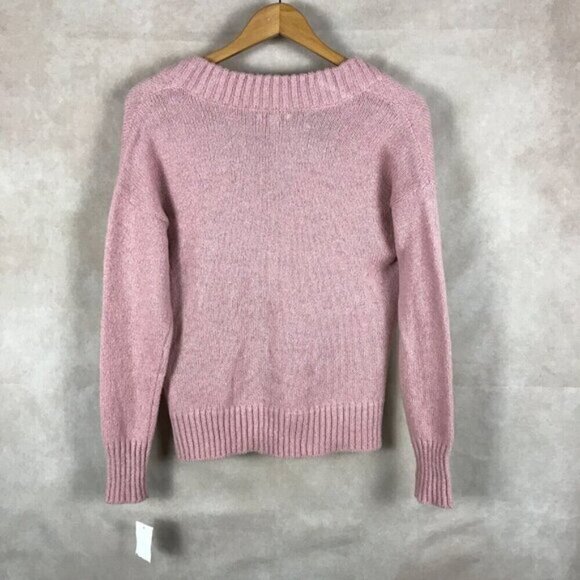 BAR III Pink V-neck Knit Sweater, NWT Small - Picture 3 of 6